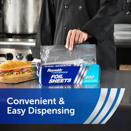 Vista 2 de Hojas de Papel Aluminio Precortadas Reynolds Wrappers, 12x10.75 pulgadas, 500 hojas
