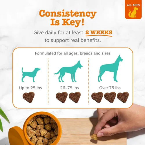 Vista 4 de Zesty Paws Masticables calmantes para perros, para el estrés diario, relajación, compostura y separación, tocino 90