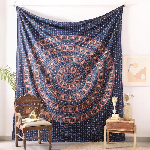 Vista 26 de Popular Handicrafts Tapiz de mandala hippie para colgar en la pared, diseño de pavo real indio, meditación, gitano, bohemio, hippie, psicodélico
