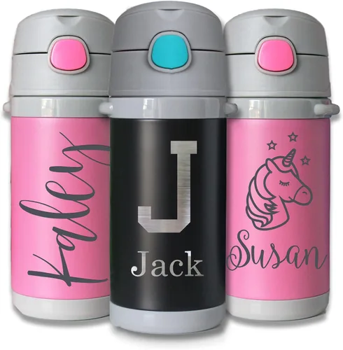 Vaso de metal para niños, vaso de metal grabado para niños, vaso personalizado para niños pequeños, vaso de metal aislado para niños, rosa, negro,
