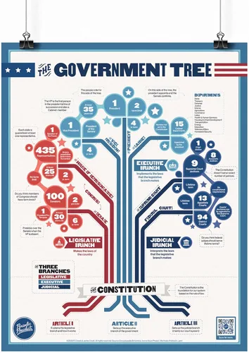 El árbol del gobierno | Póster de aula de 16 x 20 pulgadas | Estudios sociales | Historia de los Estados Unidos | Ciudad | Gobierno