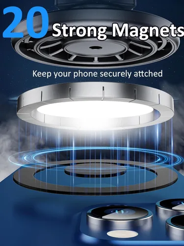 Vista 6 de ZMDCAM Soporte de coche Magsafe 20 imanes fuertes: soporte magnético para teléfono para ventilación de coche, 360° manos libres soporte de teléfono