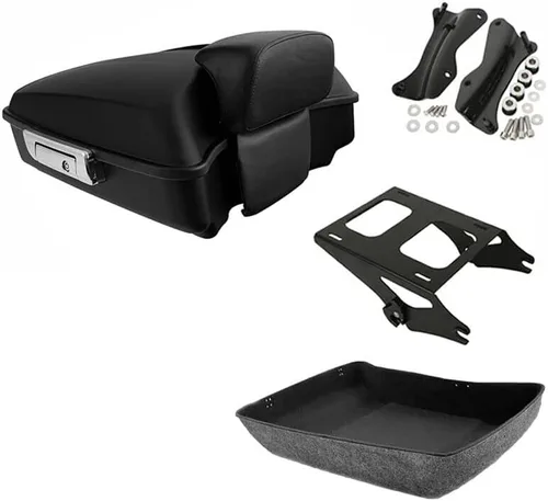 Vista 17 de TCMT Negro mate 10.7 "almohadilla del respaldo del maletero para Harley Tour Pak Touring Glide 14-25