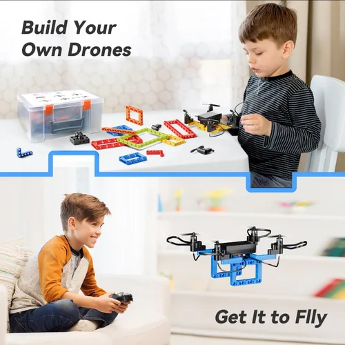 Vista 2 de Mini Drone para niños y principiantes, Kits de construcción de drones 5-EN-1 DIY creativos para que los niños construyan sus propios drones, 5