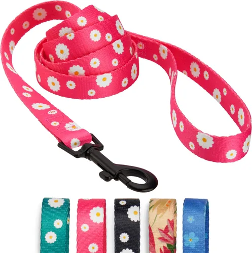 Vista 8 de CollarDirect Correa floral para perro, correa de nailon con estampado de flores, correas ajustables para mascotas para perros pequeños, medianos