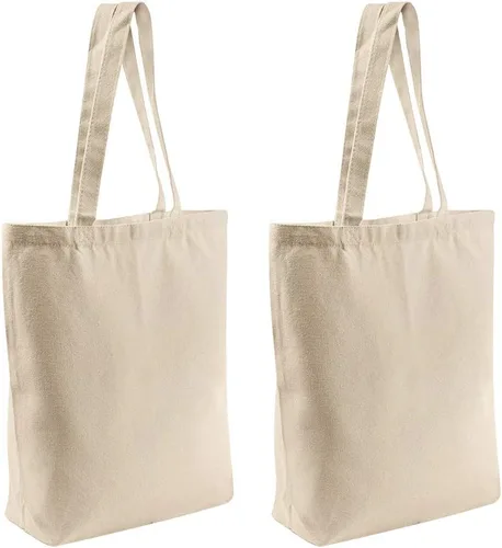 Vista 7 de Bolsas de lona – 2 bolsas reutilizables multiusos – perfectas para comestibles, compras y regalos de bricolaje