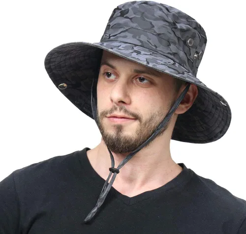Vista 13 de CAMOLAND Sombrero de pesca para hombre, sombrero de ala ancha y grande con protección UV al aire libre