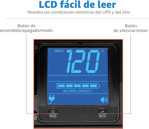 Vista 8 de Tripp Lite SMART1500LCD 1500VA UPS de Montaje en Rack de Batería de Respaldo, 900W, 8 tomas de corriente, Onda Senoidal PWM, UPS de Montaje en Rack