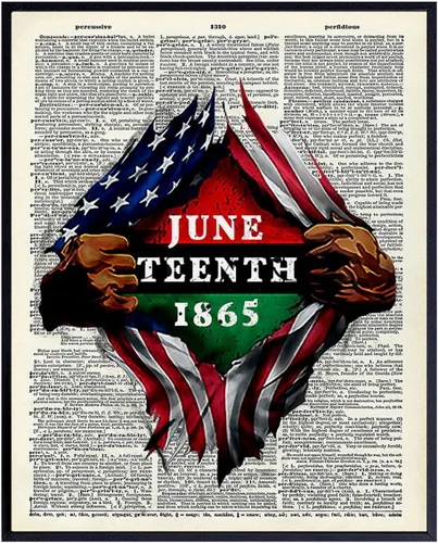 Juneteenth Flag Wall Art - Black Power Poster 8x10 - Black Pride Art - African American Wall Decor for Men - Afro American Flag Culture - BLM