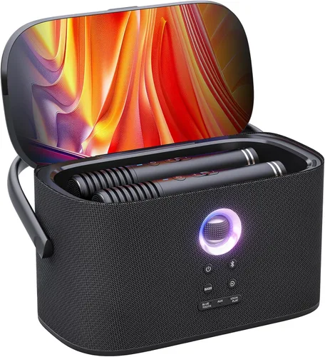 Vista 9 de Ikarao Sistema de subwoofer de escenario profesional, potencia máxima de 280 W, subwoofer PA con 2 micrófonos inalámbricos, corrección de tono