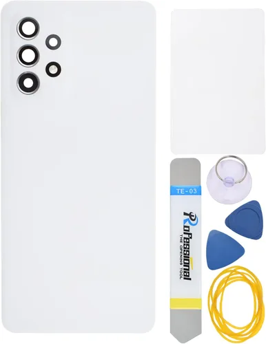 Awesome White Plastic Back Panel Cover Replacement for Samsung Galaxy A52 with Rear Camera's Frame Rear Camera's Glass Cover Pre-Install Adhesive