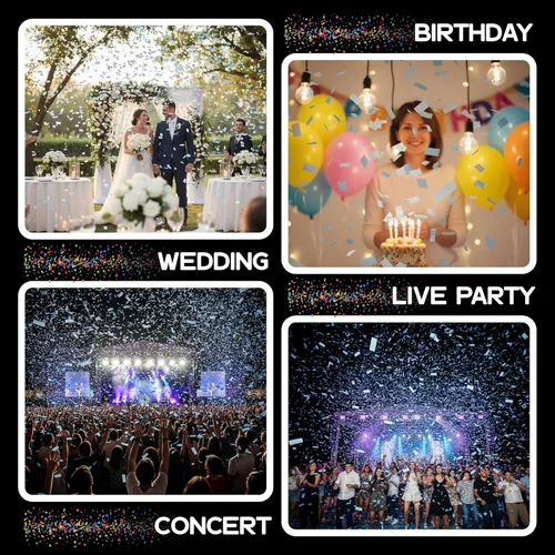 Vista 6 de Ultimate Confetti, Confeti Biodegradable Azul Bebé - Confeti de Papel de Seda Rectangular Revoloteante para Uso en Cañones y Lanzadores – Confeti