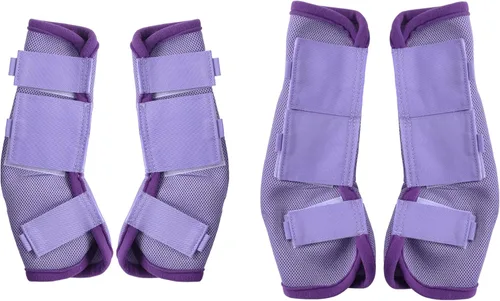 Vista 8 de LEAFOREST Juego de 4 botas para mosca de caballo, protección antideslizante para piernas para burro mini pony, botas de malla transpirable para Azul
