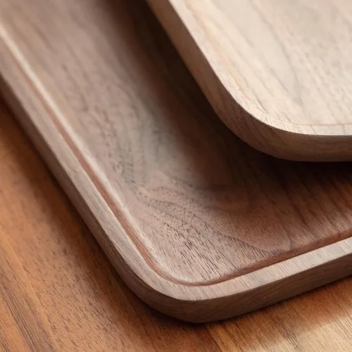 Vista 7 de Vandroop Bandeja de madera para servir, bandejas pequeñas para almacenamiento, platos rectangulares de madera para servir alimentos, té y café