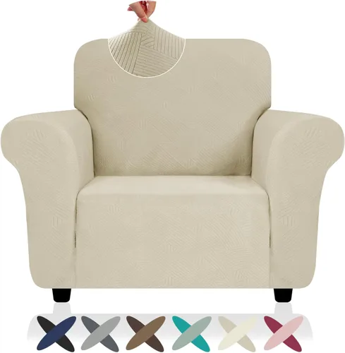 Vista 93 de ZNSAYOTX Funda súper elástica para silla (30"-47"), nuevas fundas de silla a rayas para sala de estar, aptas para perros y mascotas, protector