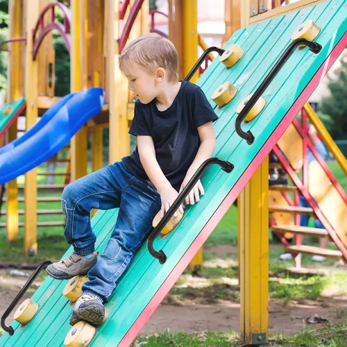 Vista 5 de Zonon 6 piezas de asas de juego de parque de seguridad, juego de columpios de barras de mono de metal, accesorios de juego de columpios interiores