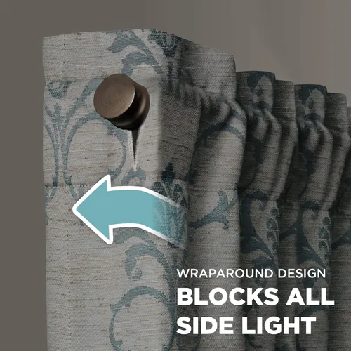 Vista 3 de Zenna Home Smart Curtains Cortina de ventana 100% opaca, Damasco Ultimate Bloqueador de luz (1 panel), 40 x 84 pulgadas, azul