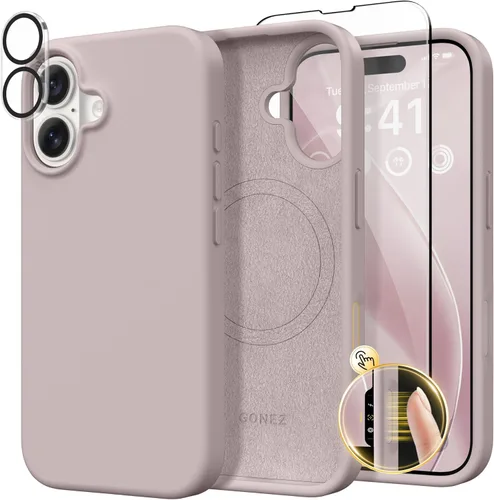 Vista 1575 de GONEZ Funda magnética para iPhone 14, compatible con Magsafe, con protector de pantalla + protector de cámara, forro de microfibra antiarañazos