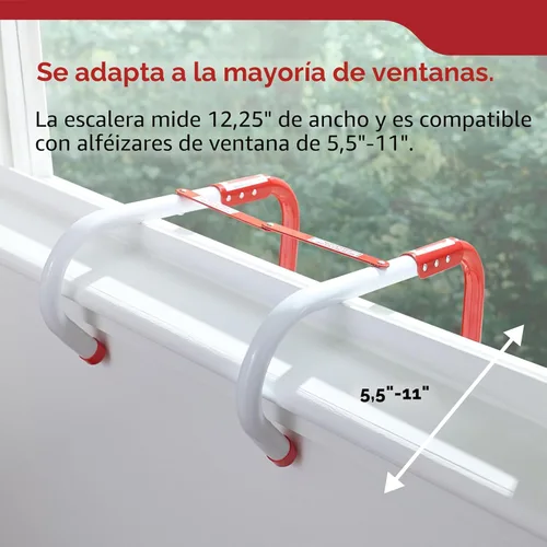 Vista 4 de Kidde - Escalera de escape contra incendios, escalera de cuerda de 2 niveles, se extiende hasta 13 pies, peldaños antideslizantes