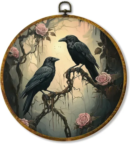 Vista 56 de Hiuwevt Decoración de pared ovalada rústica para el día de la lavandería, impresiones de lienzo retro con marco de perro de campo, decoración