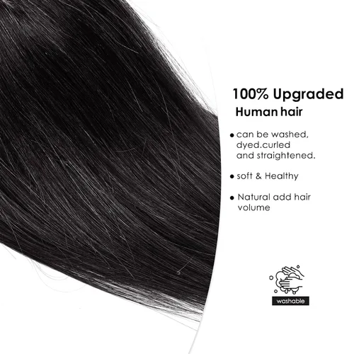 Vista 6 de HAIRCUBE Pelucas de cabello humano 100% con flequillo, densidad 150%, base de seda, clip en la parte superior, pelucas de cabello superior