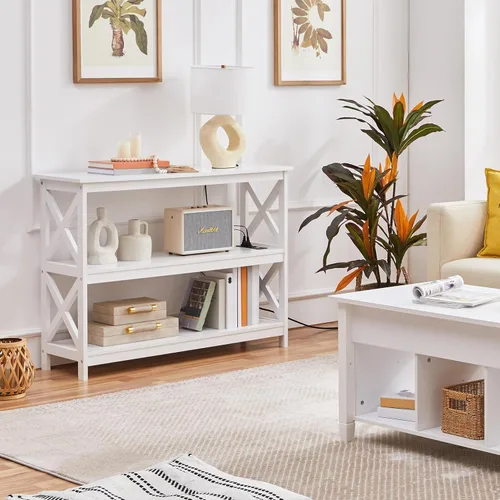 Vista 63 de Yaheetech Soportes de televisión y centros de entretenimiento con estante de almacenamiento de 3 niveles para sala de estar, gris