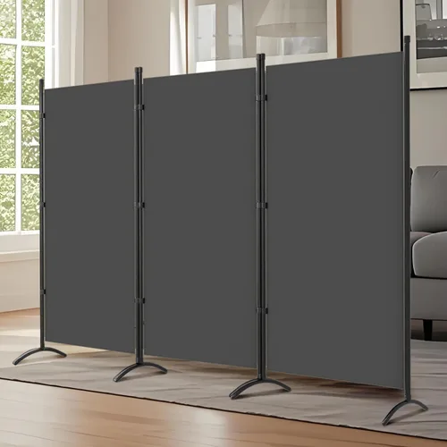Vista 11 de Grezone Divisor de habitación portátil de gran panel plegable para habitación, divisor de oficina portátil (3 paneles), pantalla de privacidad Negro