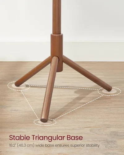 Vista 4 de VASAGLE Perchero de madera maciza, perchero en forma de árbol con 8 ganchos, 3 opciones de altura, para ropa, sombreros, bolsos, sala de estar