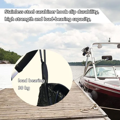 Vista 4 de Boat Rail Bag Hook Adjustable Safety Straps with Convenient Quick Release Buckle,Boat Stainless Steel Carabiner Hooks Clip for Stroller Hook,Hanging