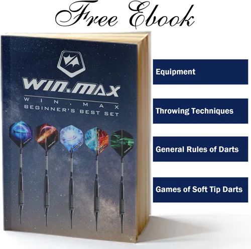 Vista 7 de WIN.MAX Darts Plastic Tip - Soft Tip Darts Set - 12 Pcs 18 Gram with 100 Extra Dart Tips 12 Flights Flight Protectors and Wrench for Electronic Dart