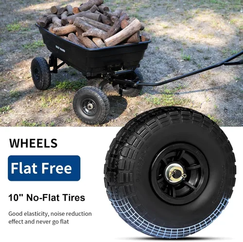 Vista 8 de BILT HARD Carro de jardín de polietileno resistente con ruedas sin cámara de 10 pulgadas y 4 pies cúbicos, con mango giratorio de 180°, capacidad