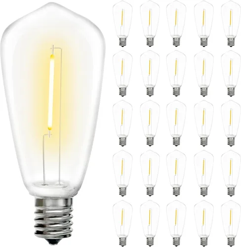 Vista 9 de SUNSGNE Paquete de 10 bombillas de repuesto ST38, bombillas LED de repuesto de 0.6 W para cadena de luces al aire libre, bombillas de cadena de base