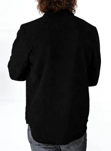 Vista 3 de JMIERR Camisas de pana con botones para hombre, chaqueta casual de manga larga con bolsillo de solapa