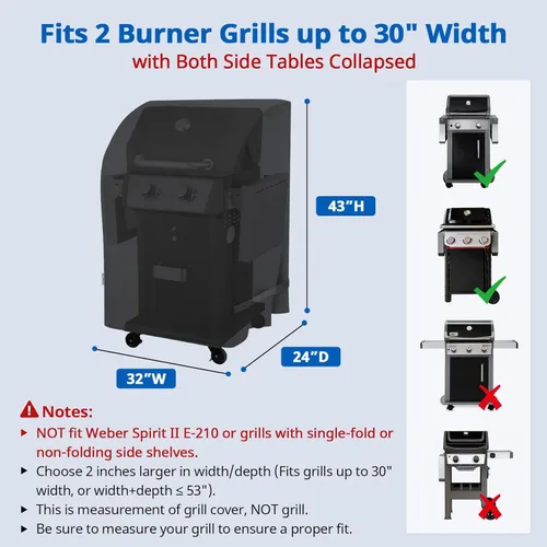 Vista 2 de SunPatio Cubierta para parrilla de gas de 2 quemadores de 32 pulgadas, resistente al agua, cubierta cuadrada pequeña para parrilla de barbacoa, se