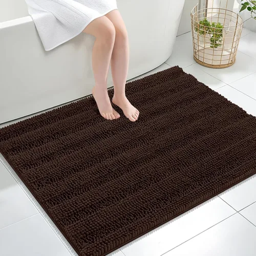 Vista 264 de OLANLY Alfombras de Baño Gruesas de 47 x 20 pulgadas, Extra Suaves Absorbentes de Chenilla a Rayas, Respaldo de Goma, Lavables y Secables a Máquina