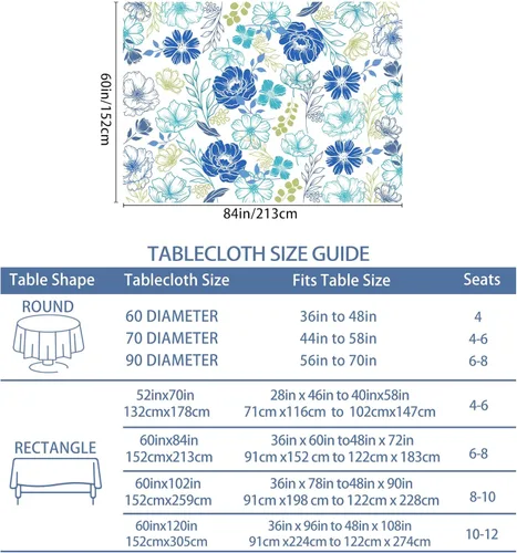 Vista 7 de Hexagram Mantel de verano de 60 x 84 pulgadas, mantel rectangular floral para temporada de granja para el hogar, picnic, cocina, comedor, decoración