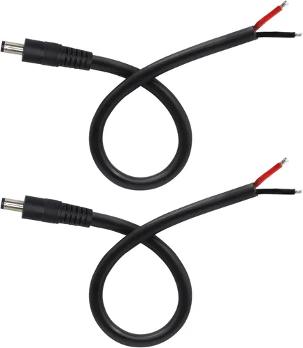 Vista 5 de GINTOOYUN 2 Pack DC Power Pigtails Cable, DC 5.5mm x 2.5mm Male Plug Jack to Bare Wire Open End Power Supply Replacement Repair Cord, for Security