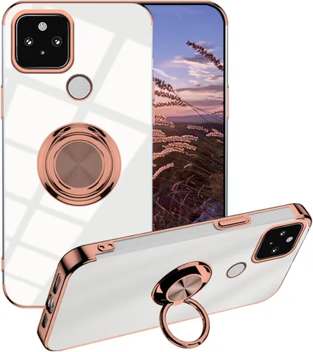 Vista 10 de for Google Pixel 5A Case with Stand, Clear Phone Case for Google Pixel 5A with Magnetic Ring Holder Non-Yellowing Slim Shockproof Protective Cover
