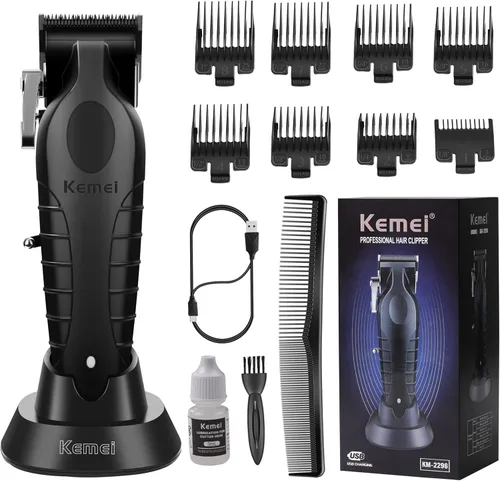 Vista 8 de KEMEI 2290 - Cortapelos profesionales para hombres, kits de corte de pelo con cable/sin cable, recortadora de pelo y barba, cortapelos de barbero