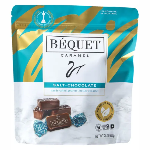 Béquet Caramel - Salt Chocolate Caramel - Caramel Candy Individually Wrapped - Gourmet Caramel Candy - Made in Montana - Kosher (Star-D) and Gluten