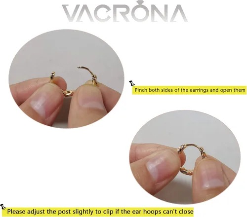 Vista 7 de VACRONA - Aretes huggies (de presión), pequeños, livianos y simples, en forma de argollaarracada, chapados en oro de 14 quilates, con circonia