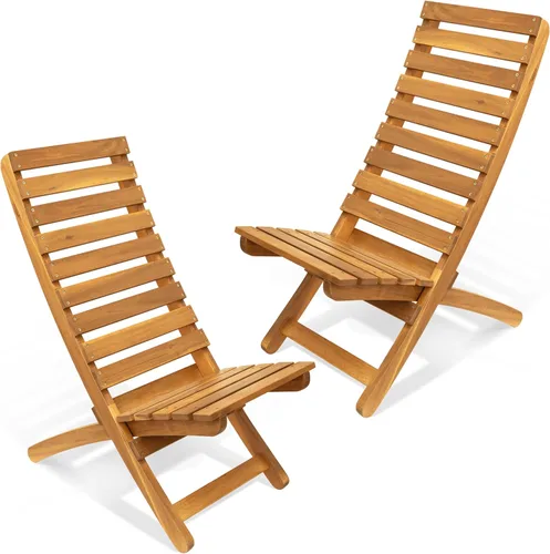 Melino 2 sillas plegables de madera, sillas Adirondack de perfil bajo con certificación FSC, sillas plegables de madera para exteriores, patio,