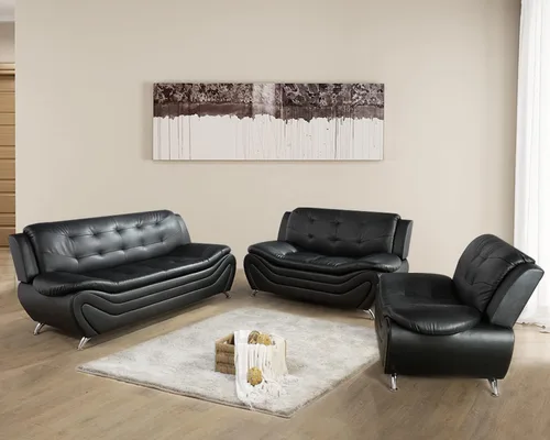 Vista 13 de Juego de sofá de piel sintética para sala de estar, muebles de sala de estar, juego de sofá moderno con sofá de 3 plazas y sofá biplaza