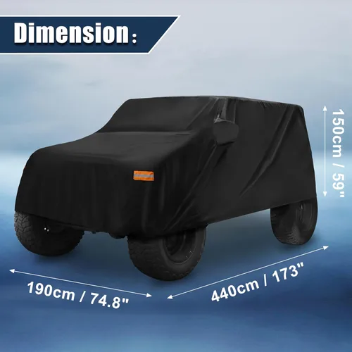 Vista 8 de X AUTOHAUX - Funda para SUV, compatible con Jeep Wrangler JK JL de 2 puertas 2007-2021, impermeable para exteriores, protección contra sol, lluvia