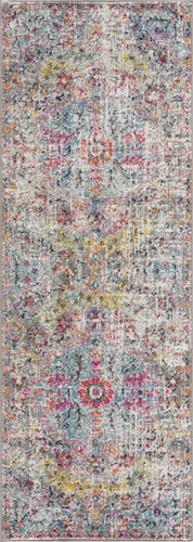 Vista 2 de Hauteloom Delanson - Alfombra de pasillo de cocina, tradicional actualizada, naranja, gris, morado, 2 pies 7 pulgadas x 7 pies 3 pulgadas