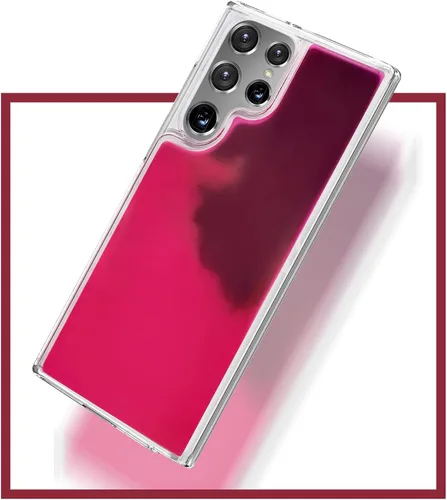 Vista 5 de Losin Funda fluorescente compatible con Galaxy S22 Ultra Quicksand Case Liquid Glow Sand Phone Case Luxury Glow in the Darkness Noctiluncent Liquid