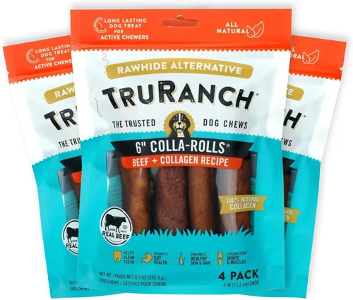 Vista 14 de TRURANCH Rollos de colágeno – Rollos de colágeno de 6 pulgadas para perros – Tratamiento para perros de larga duración para apoyo saludable