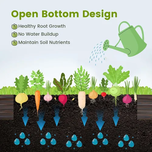 Vista 7 de Giantex Cama de jardín elevada de metal de 8 x 4 x 1 pies, jardinera con bordes protectores, guantes, cama elevada al aire libre para verduras