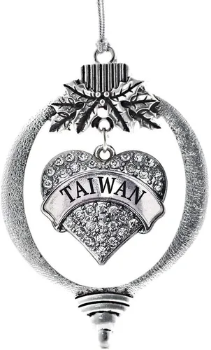 Vista 220 de Inspired Silver Adornos festivos de dije de corazón pave de plata con circonitas cúbicas