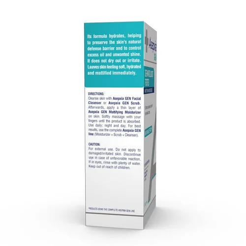 Vista 6 de Asepxia GEN Crema matificante hidratante para piel grasa, neutraliza el brillo no deseado, 1.7 onzas